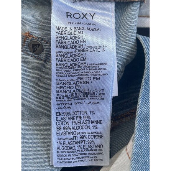 Roxy Women's High-Rise Stretch Button Fly Light Denim Slits Shorts Size 28 - Picture 10 of 15